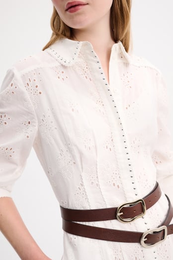 Dorothee Schumacher Shirtdress in broderie anglaise with studs camellia white