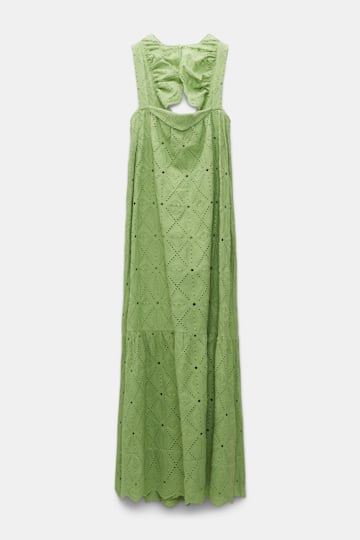 Dorothee Schumacher Square neck dress in cotton broderie anglaise soft green