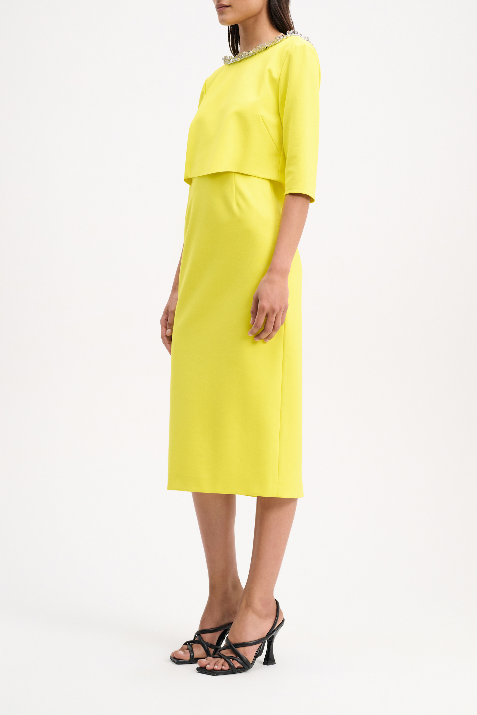 Dorothee Schumacher Kleid aus Punto Milano mit Stickerei happy yellow