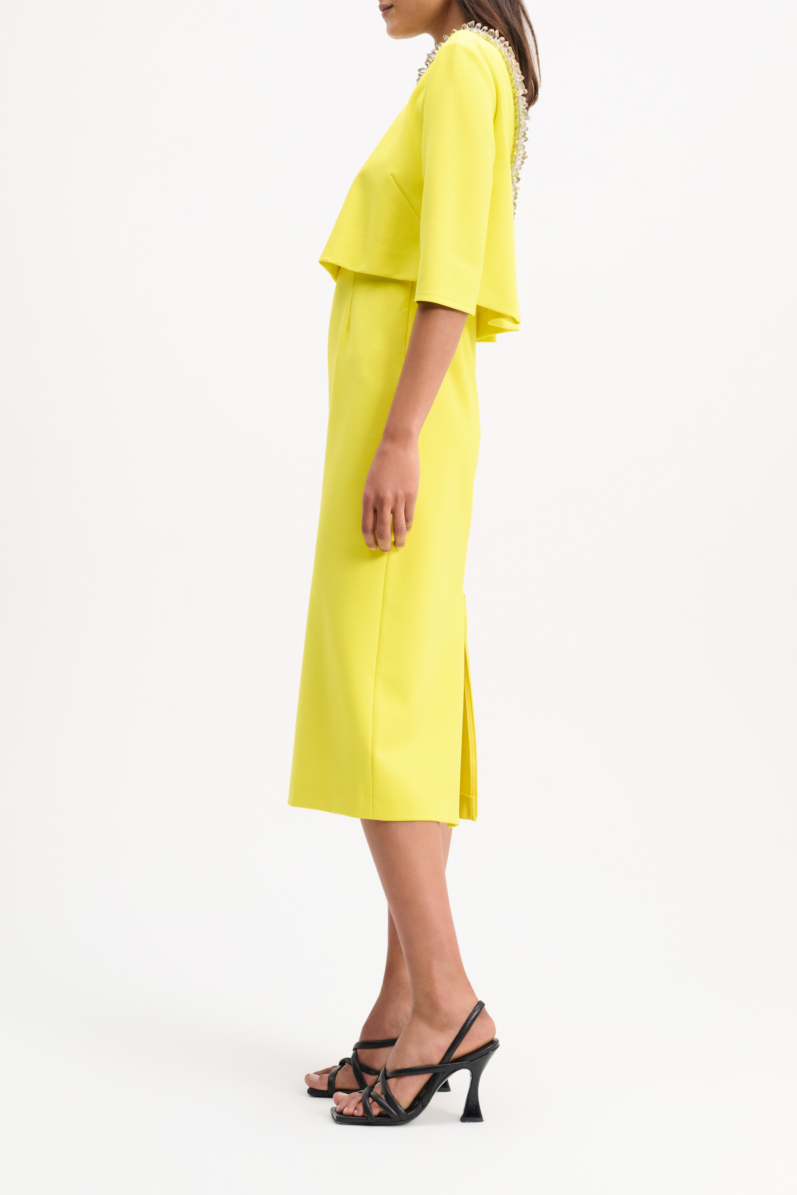 Dorothee Schumacher Kleid aus Punto Milano mit Stickerei happy yellow