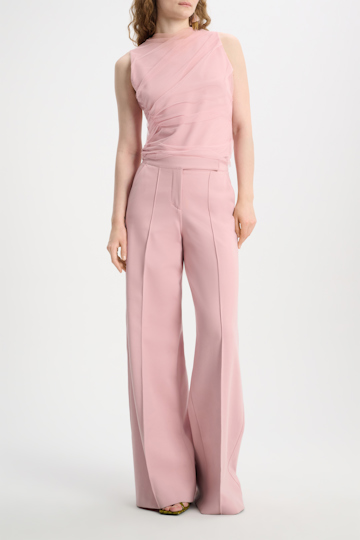 Dorothee Schumacher Punto Milano top with draped tulle overlay light rose