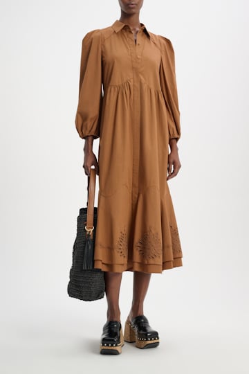 Dorothee Schumacher Cotton poplin shirtdress cozy brown