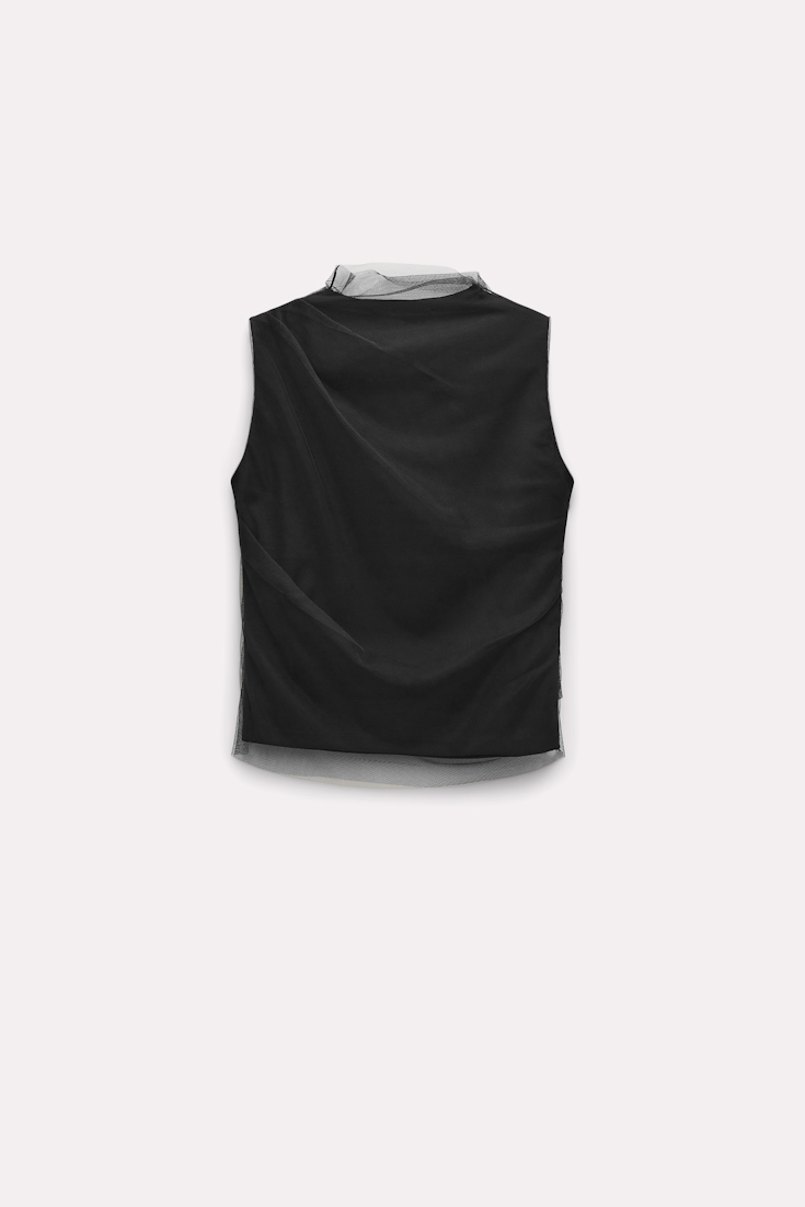 Dorothee Schumacher PUNTO MILANO SHELL WITH TULLE TOP pure black