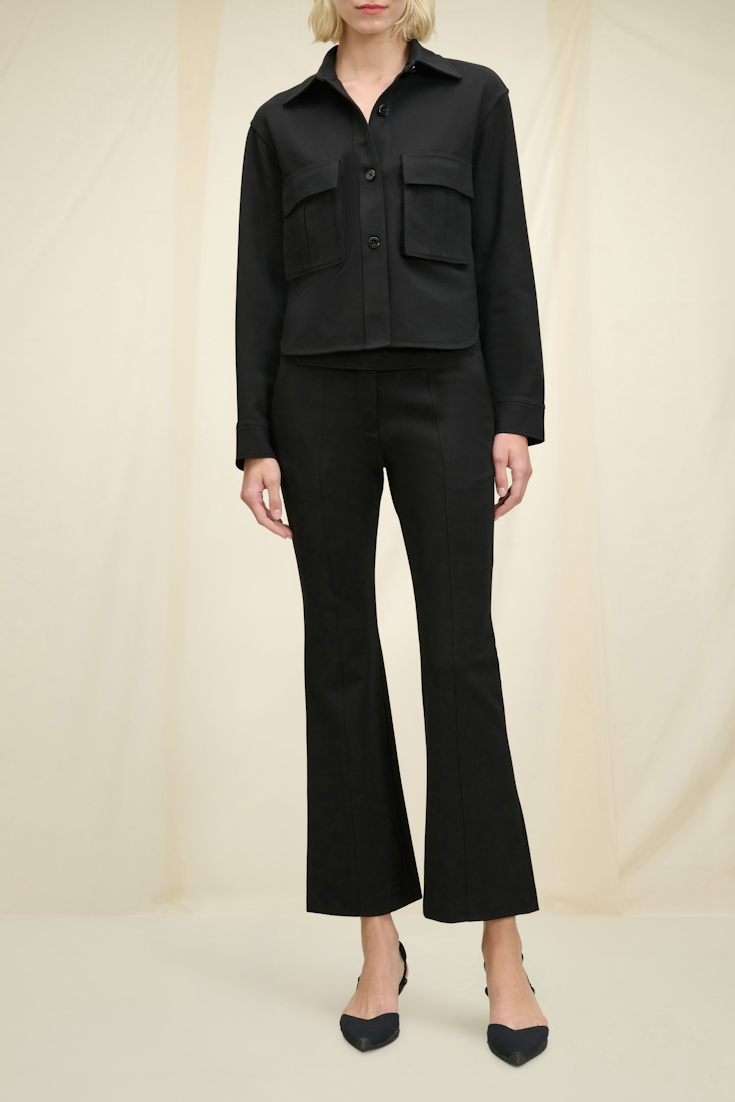 Dorothee Schumacher TAB FRONT FLARED PANTS IN PUNTO MILANO pure black