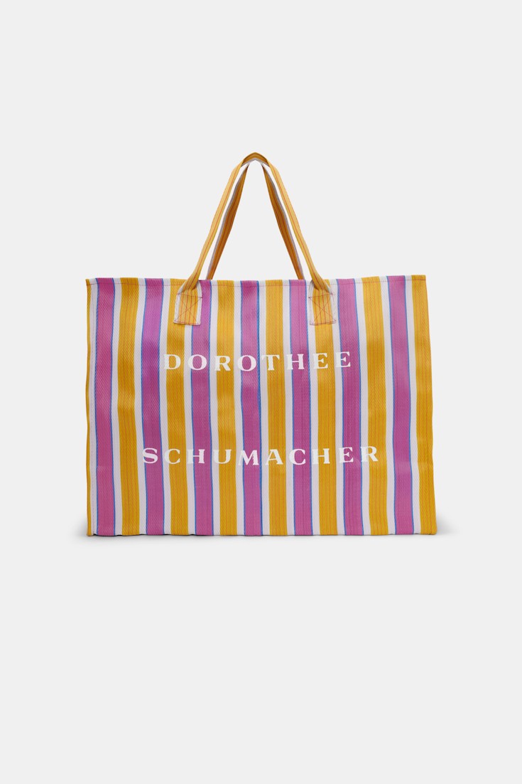 Dorothee Schumacher Gestreifte Tote aus recyceltem Plastik yellow cool stripes mix