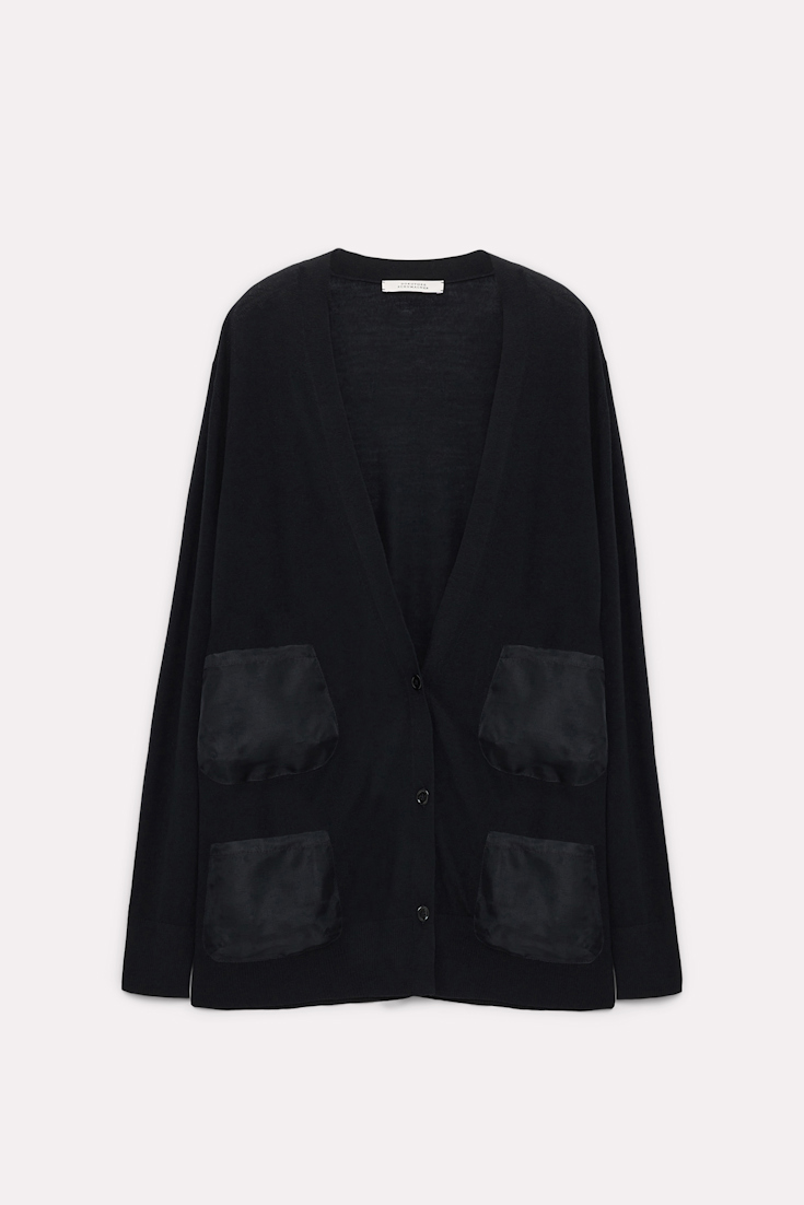 Dorothee Schumacher Cardigan with organza pockets pure black