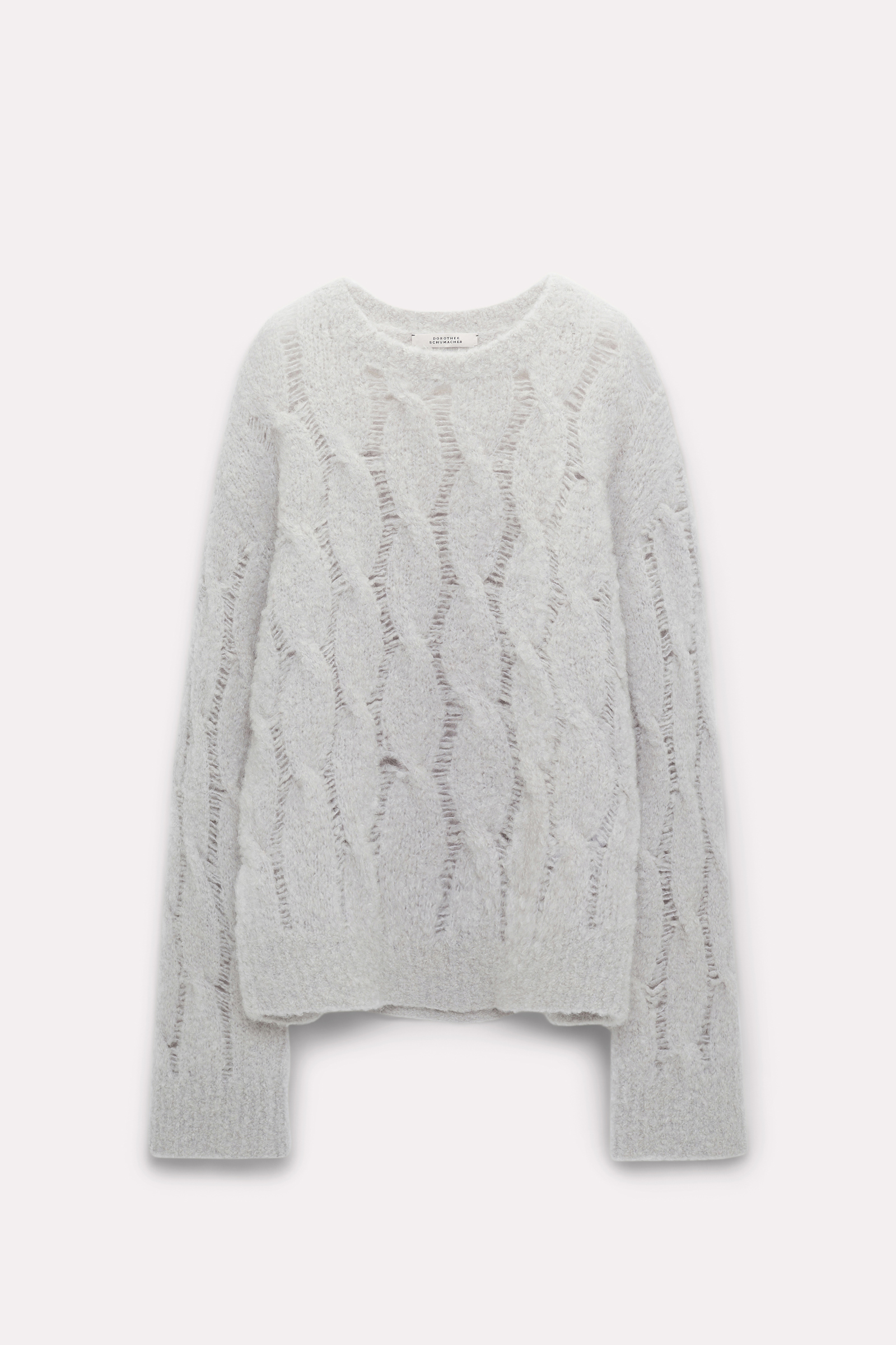 Dorothee Schumacher Pullover mit Zopfmuster aus Mohairmix cloudy grey