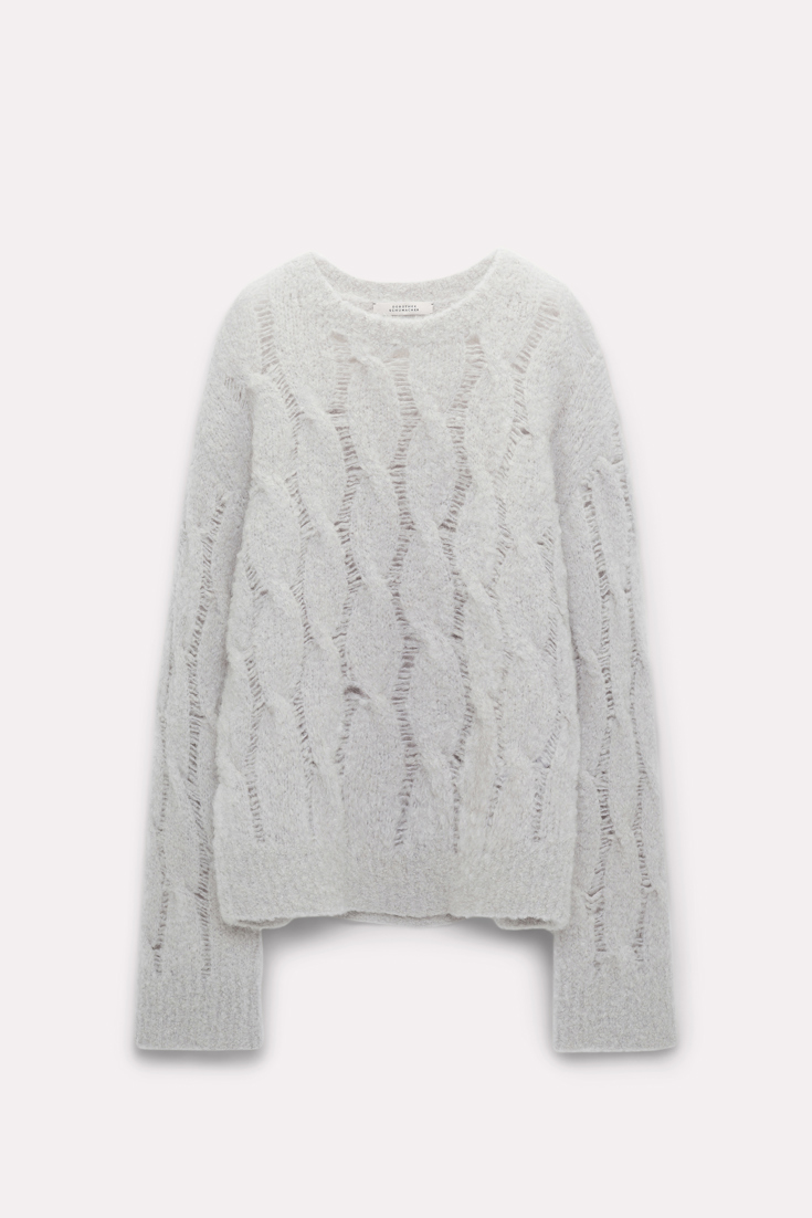 Dorothee Schumacher Pullover mit Zopfmuster aus Mohairmix cloudy grey