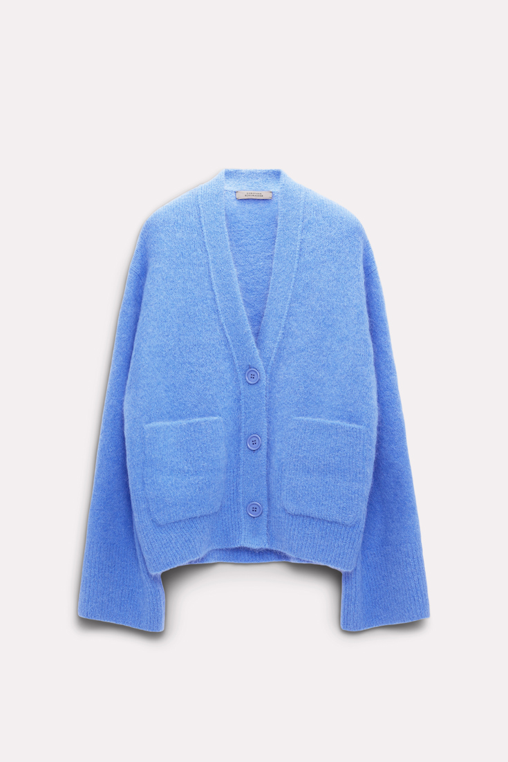 Dorothee Schumacher Cardigan mit aufgesetzten Taschen aus Alpakamix cornflower blue