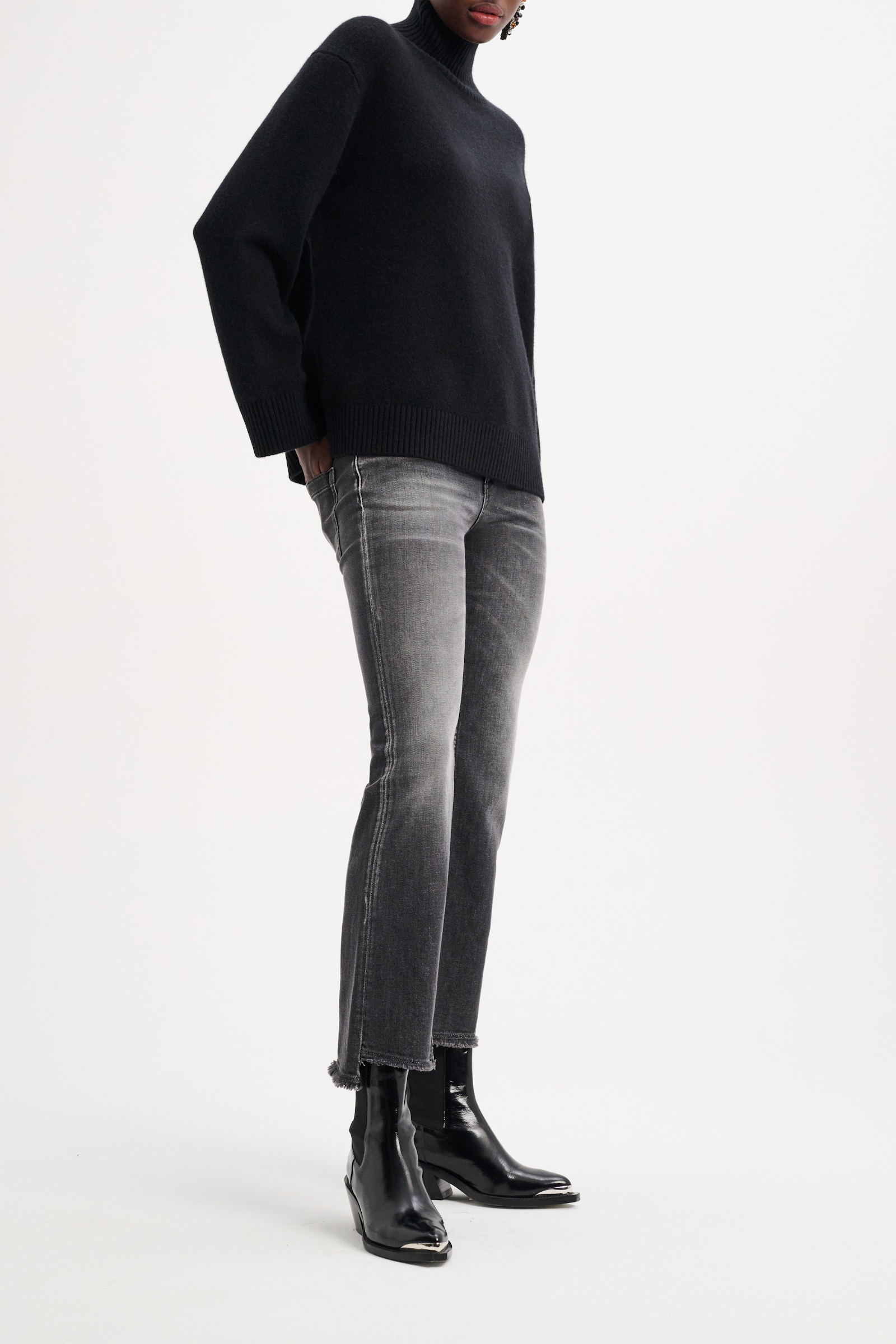 Dorothee Schumacher Soft cashmere mix knit turtleneck pure black