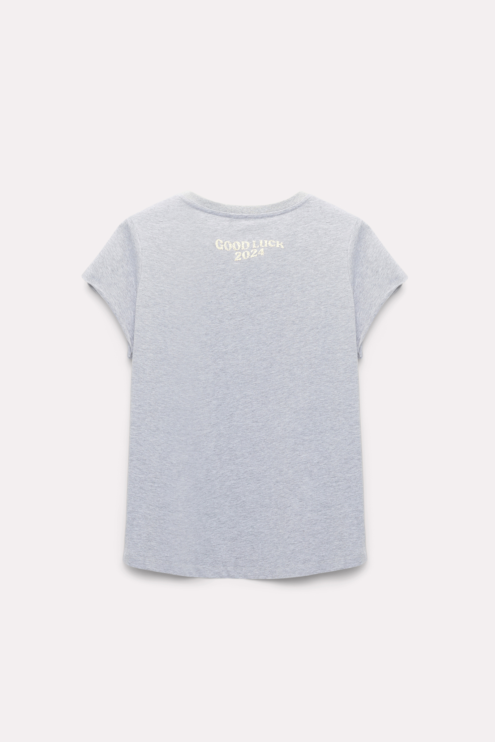 Dorothee Schumacher T-shirt with metallic print grey melange with gold print