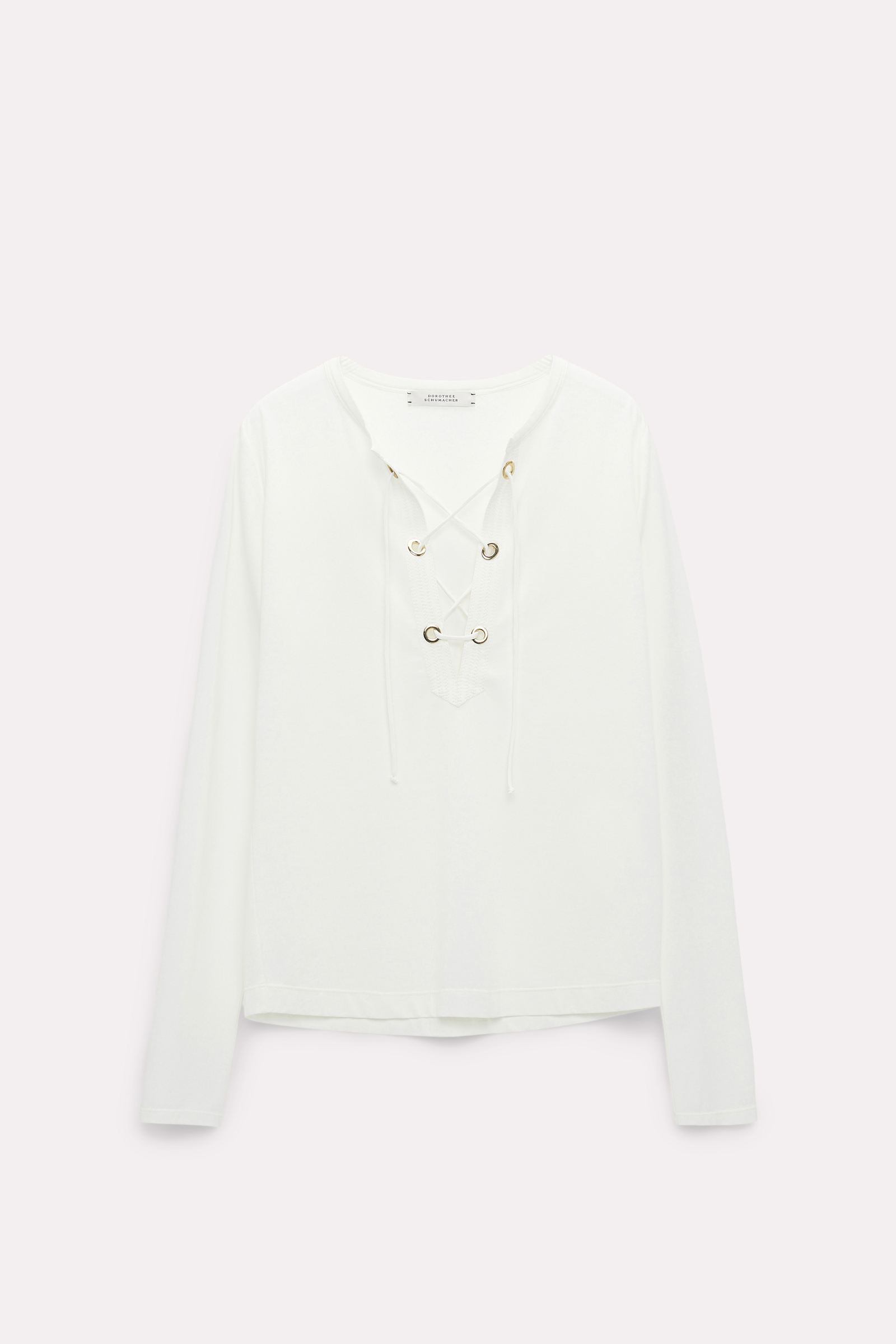 Dorothee Schumacher Lace front top in crêpe de chine camellia white