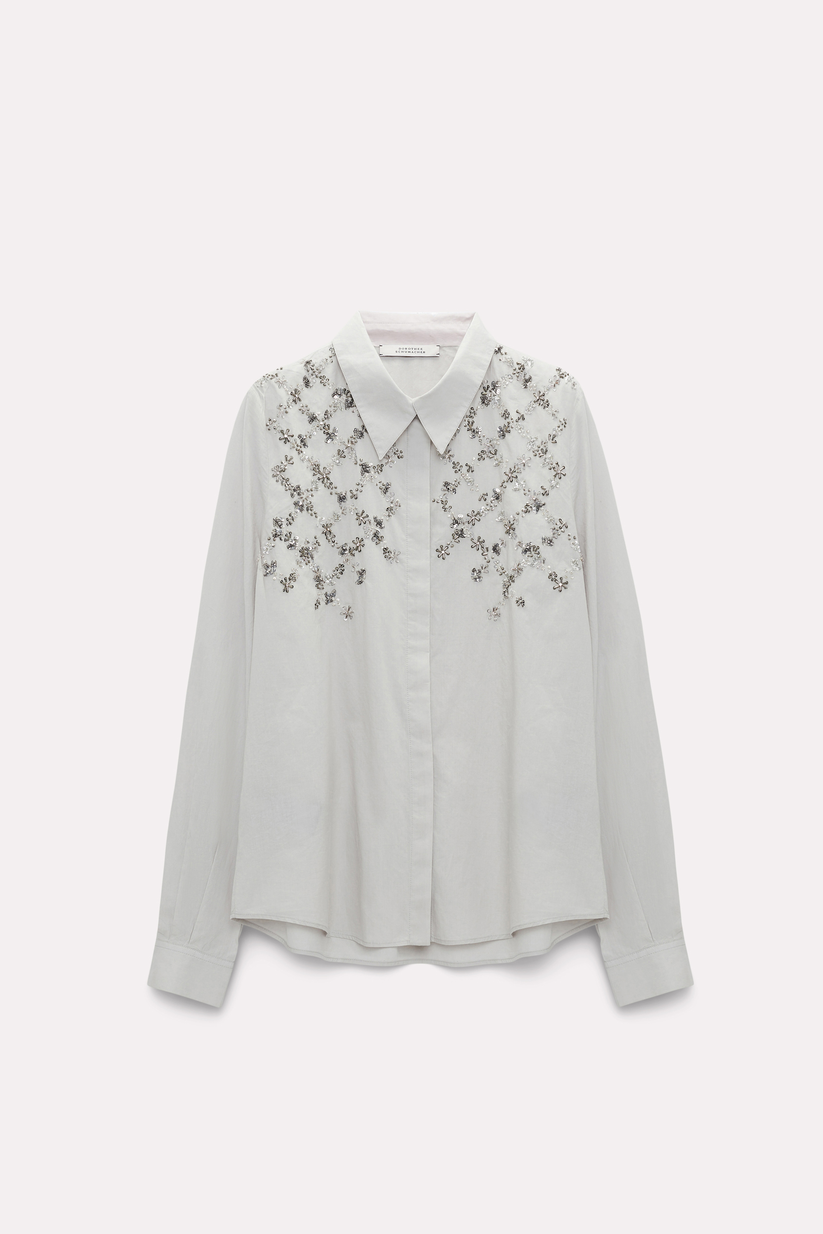 Dorothee Schumacher Hand embroidered cotton blouse silver grey