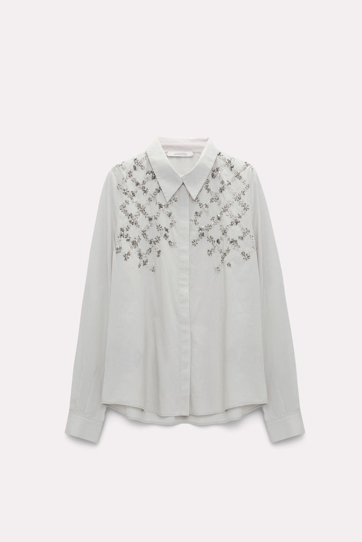 Dorothee Schumacher Hand embroidered cotton blouse silver grey