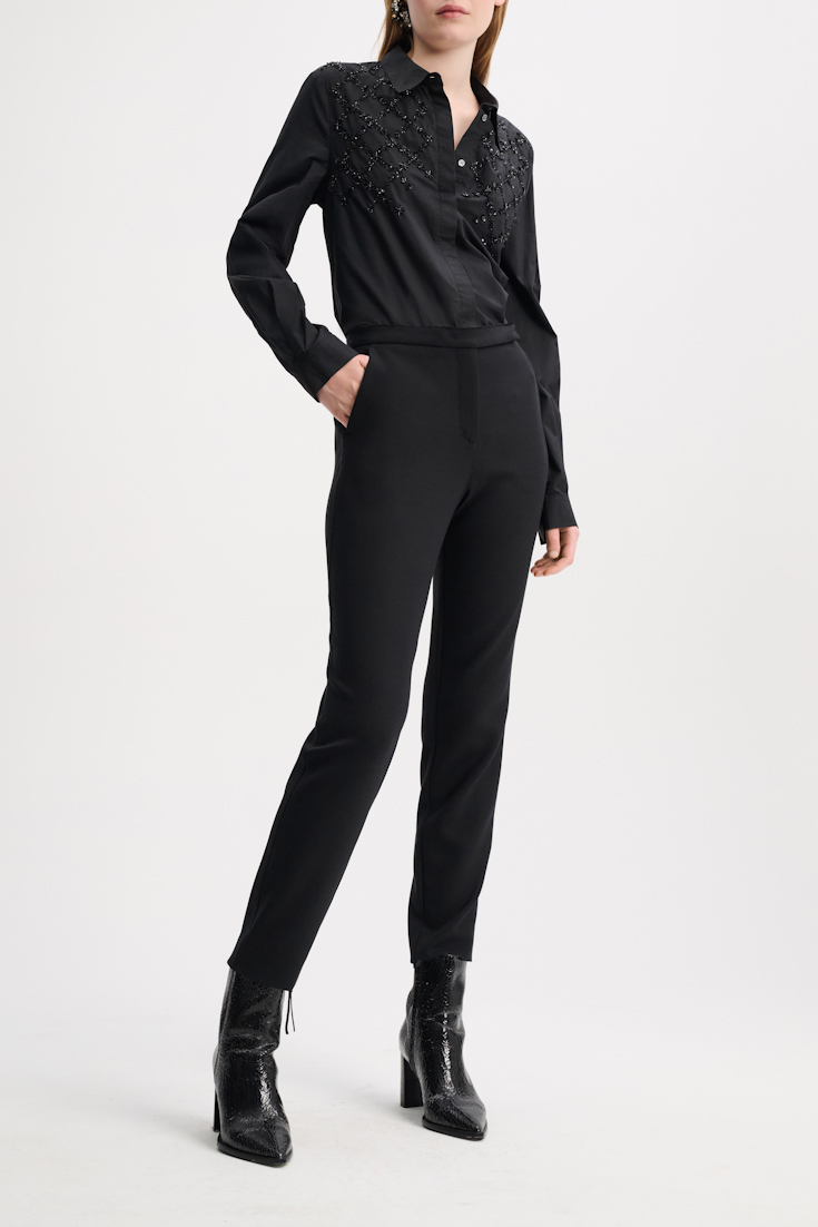 Dorothee Schumacher Handbestickte Baumwollbluse pure black