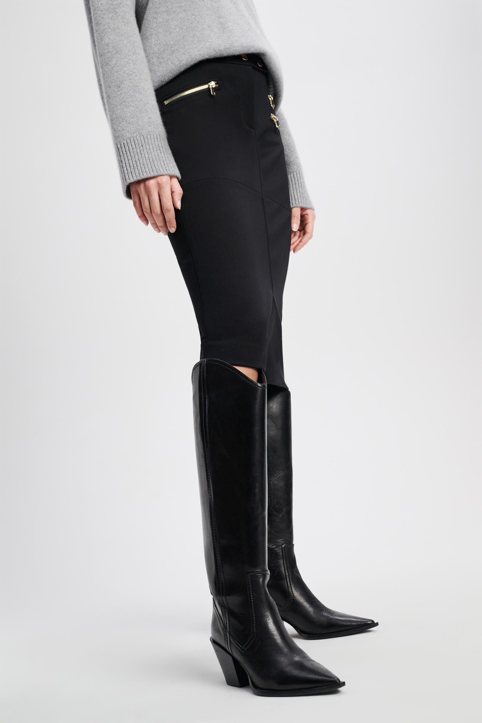 Dorothee Schumacher Punto Milano skirt with zipper detailing pure black