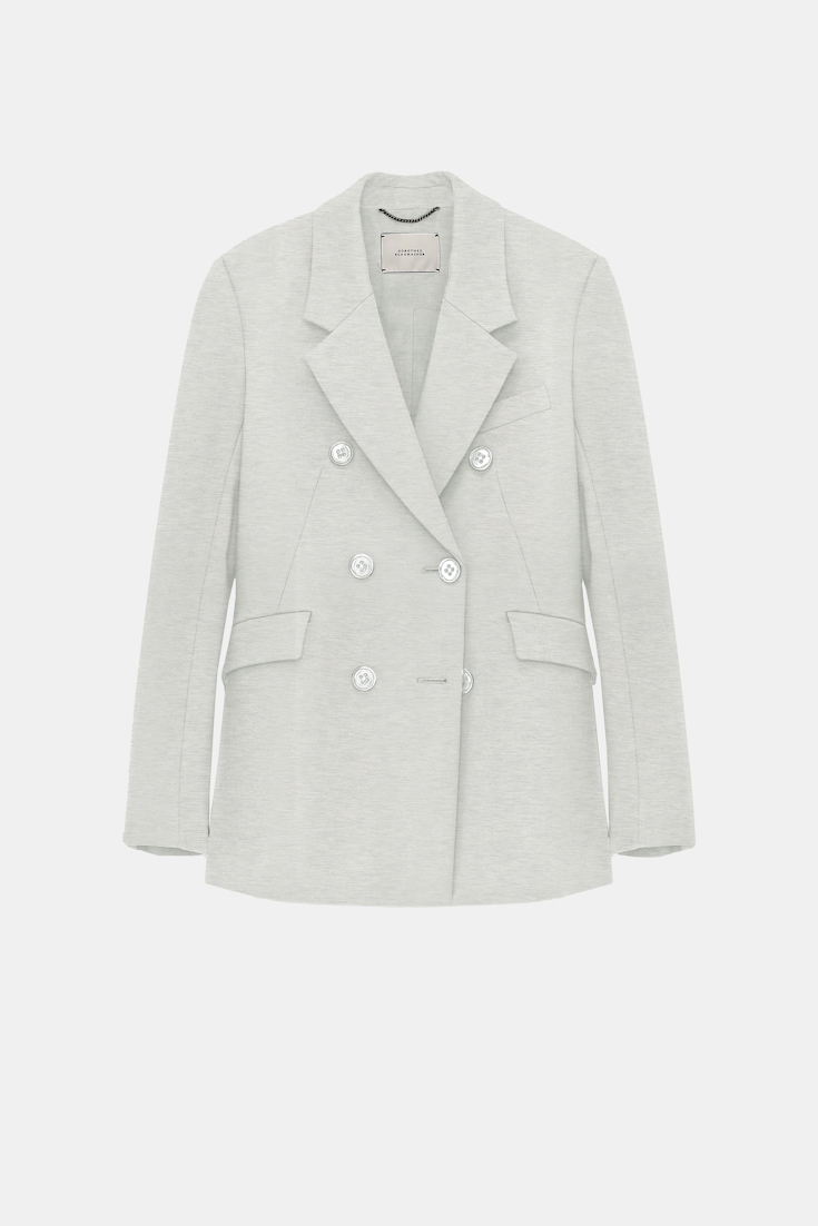 Dorothee Schumacher Double-breasted blazer in Punto Milano light grey