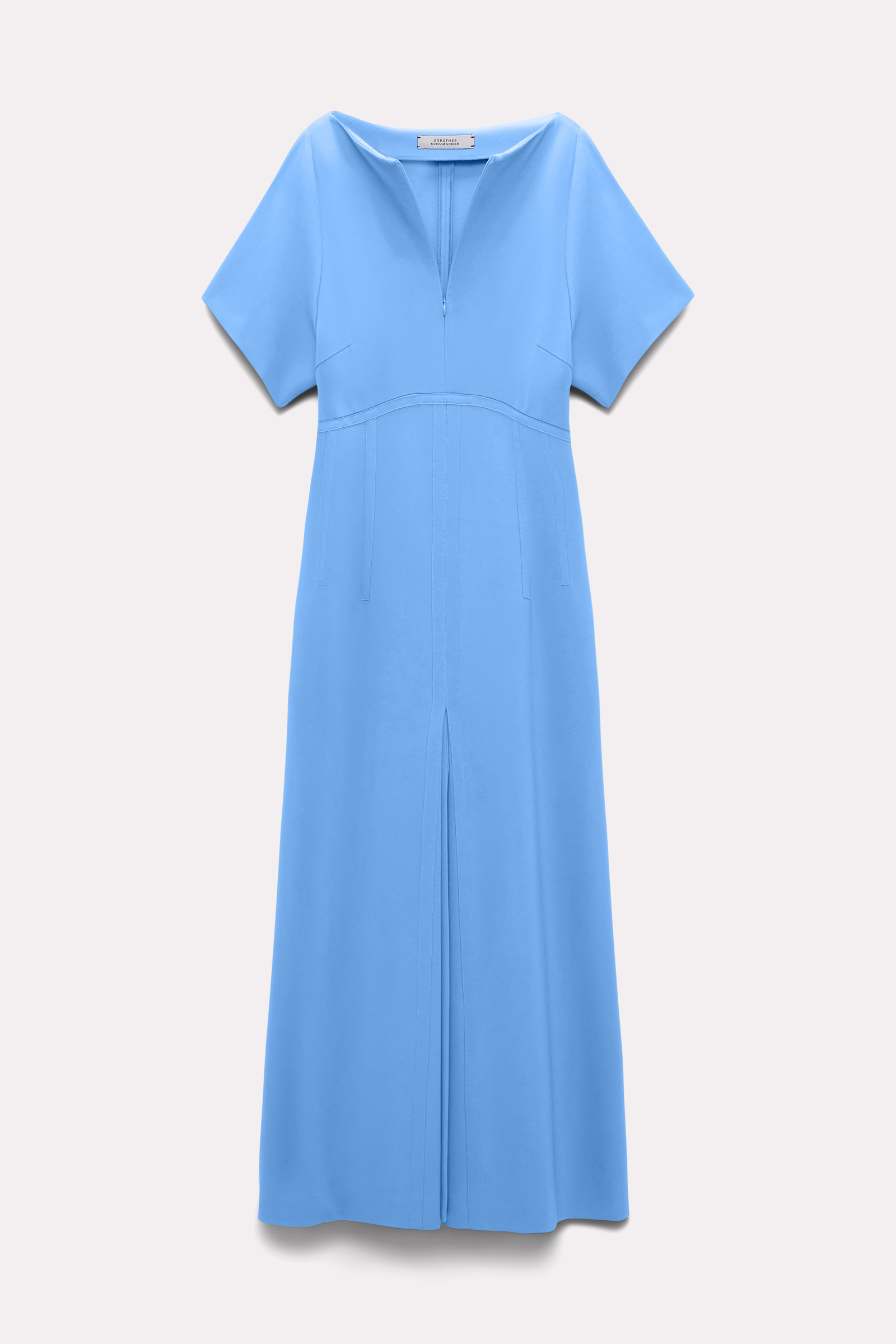 Dorothee Schumacher Dress in Punto Milano with eco leather detailing cornflower blue