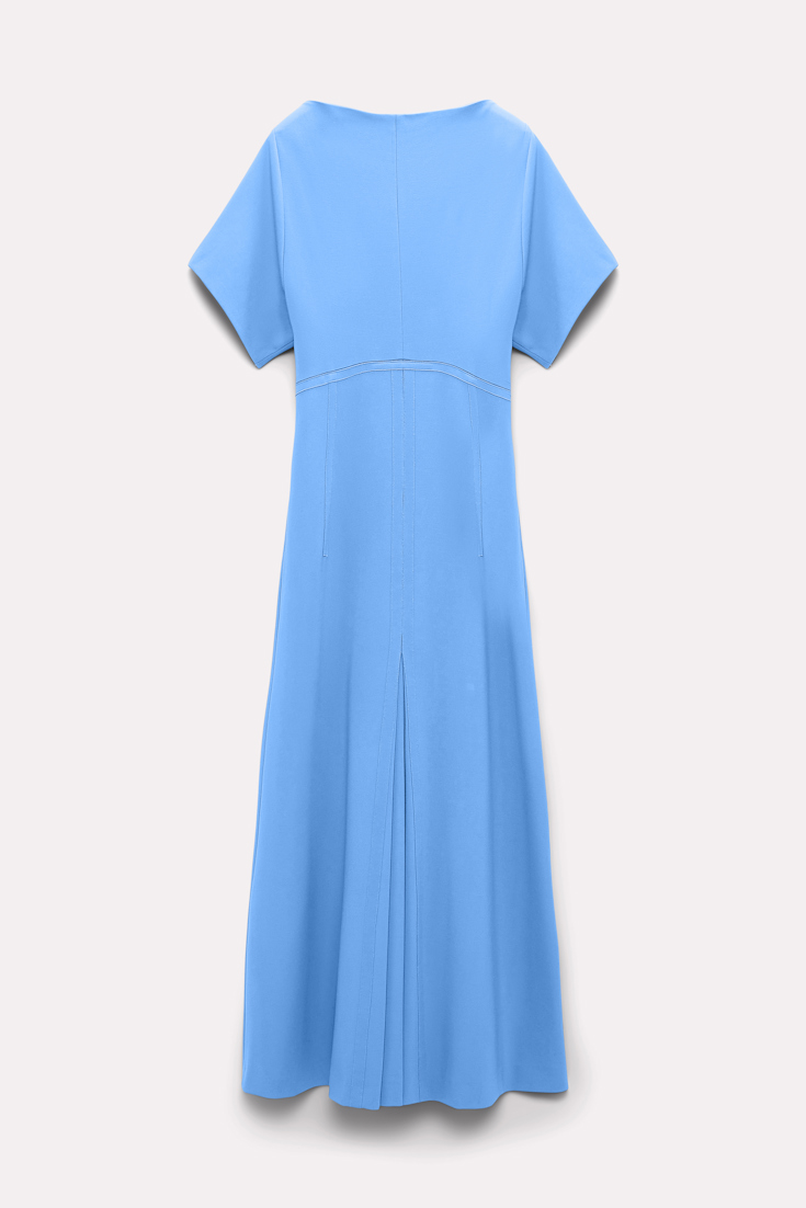 Dorothee Schumacher Dress in Punto Milano with eco leather detailing cornflower blue