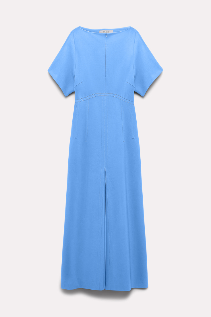 Dorothee Schumacher Dress in Punto Milano with eco leather detailing cornflower blue