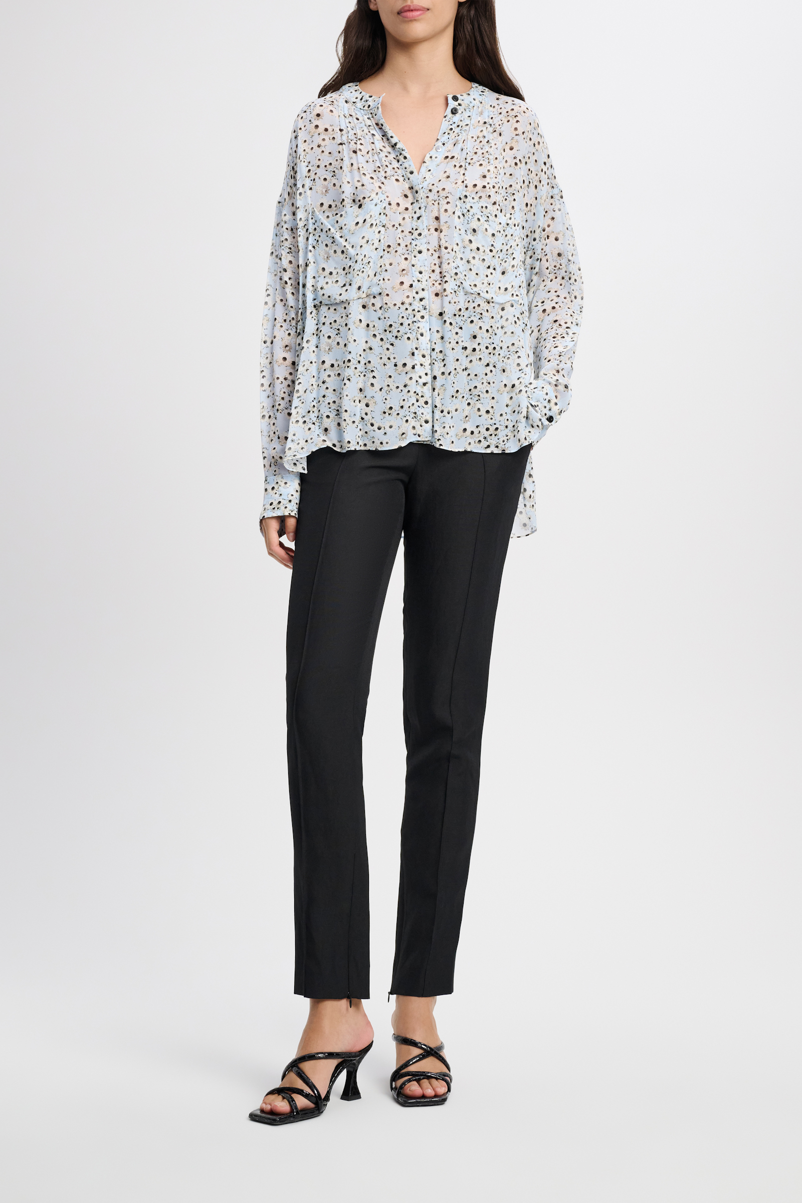 Dorothee Schumacher Daisy print blouse white blue flower mix