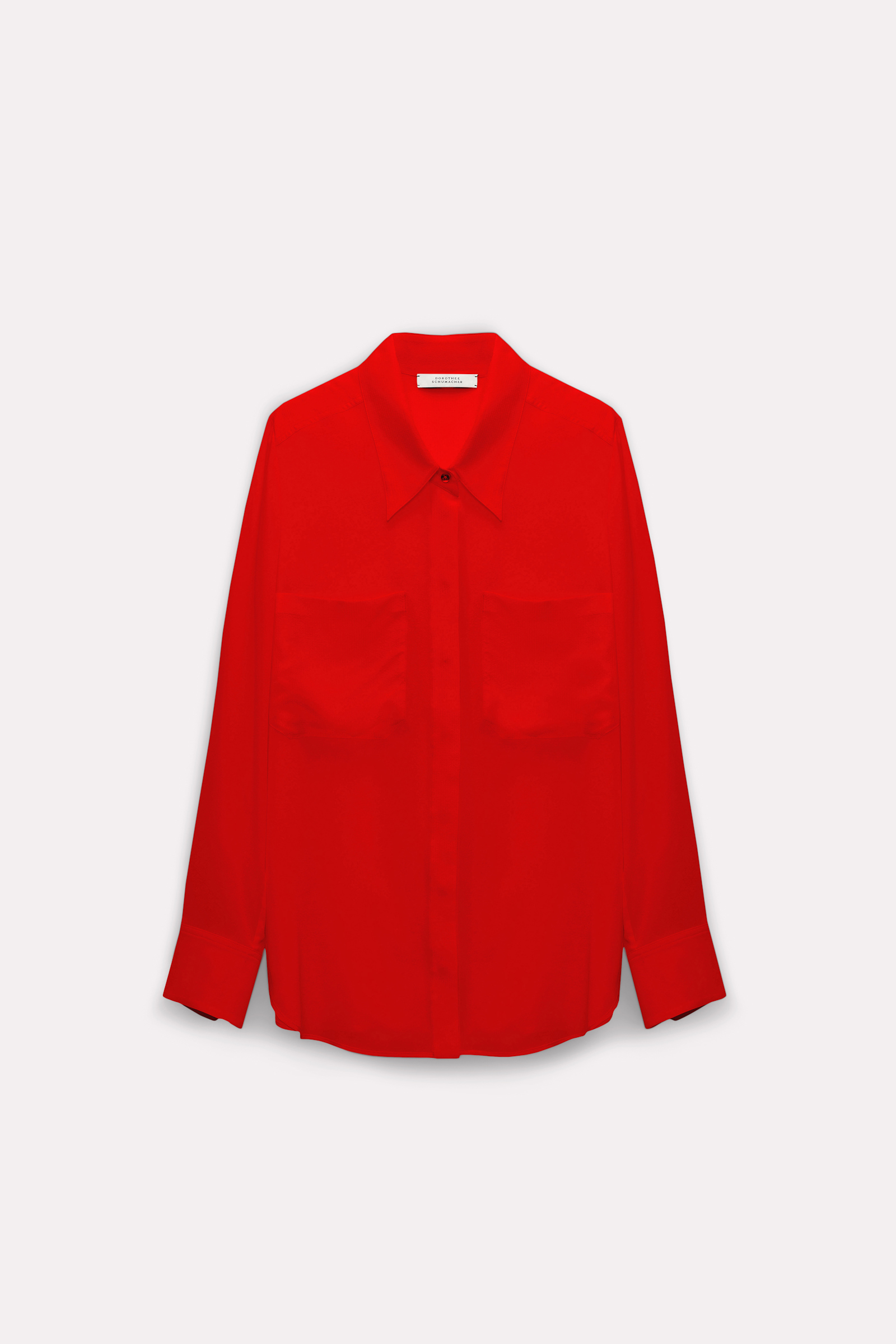 Dorothee Schumacher Seidenbluse mit aufgesetzten Taschen shiny red