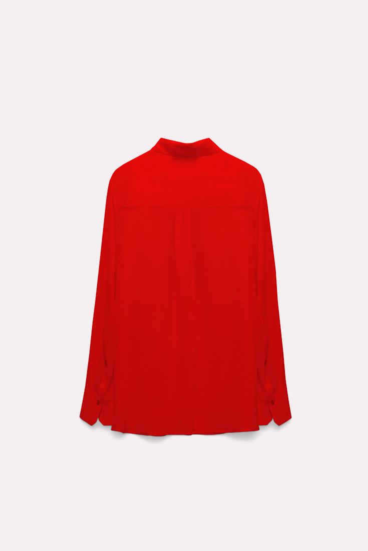 Dorothee Schumacher Seidenbluse mit aufgesetzten Taschen shiny red