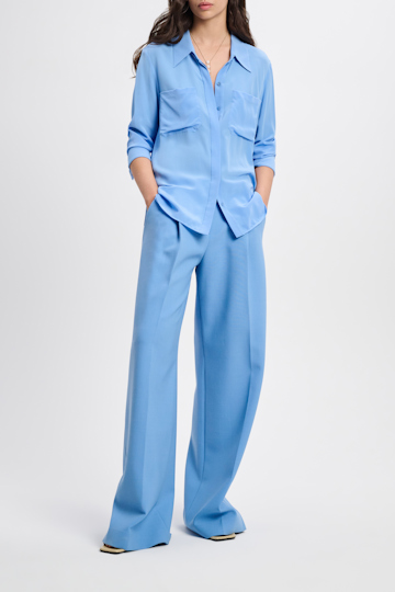 Dorothee Schumacher Silk blouse with pockets cornflower blue