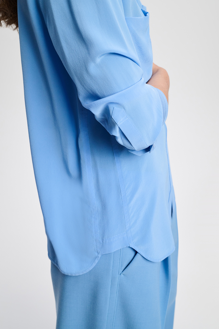 Dorothee Schumacher Silk blouse with pockets cornflower blue