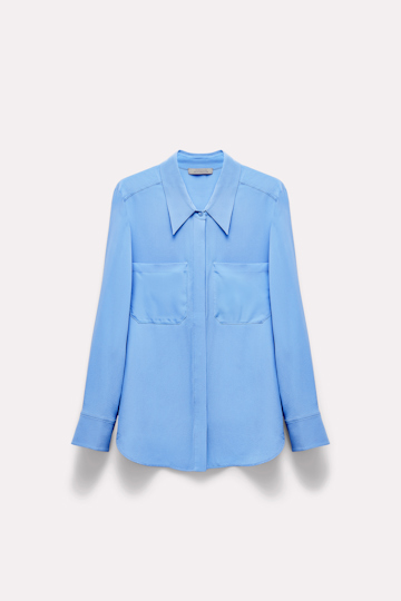 Dorothee Schumacher Silk blouse with pockets cornflower blue