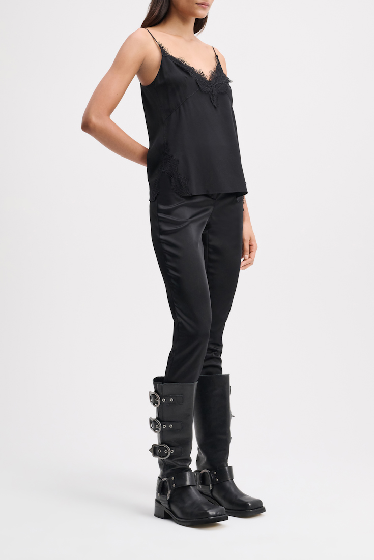 Dorothee Schumacher Seidentop mit Spitzendetails pure black