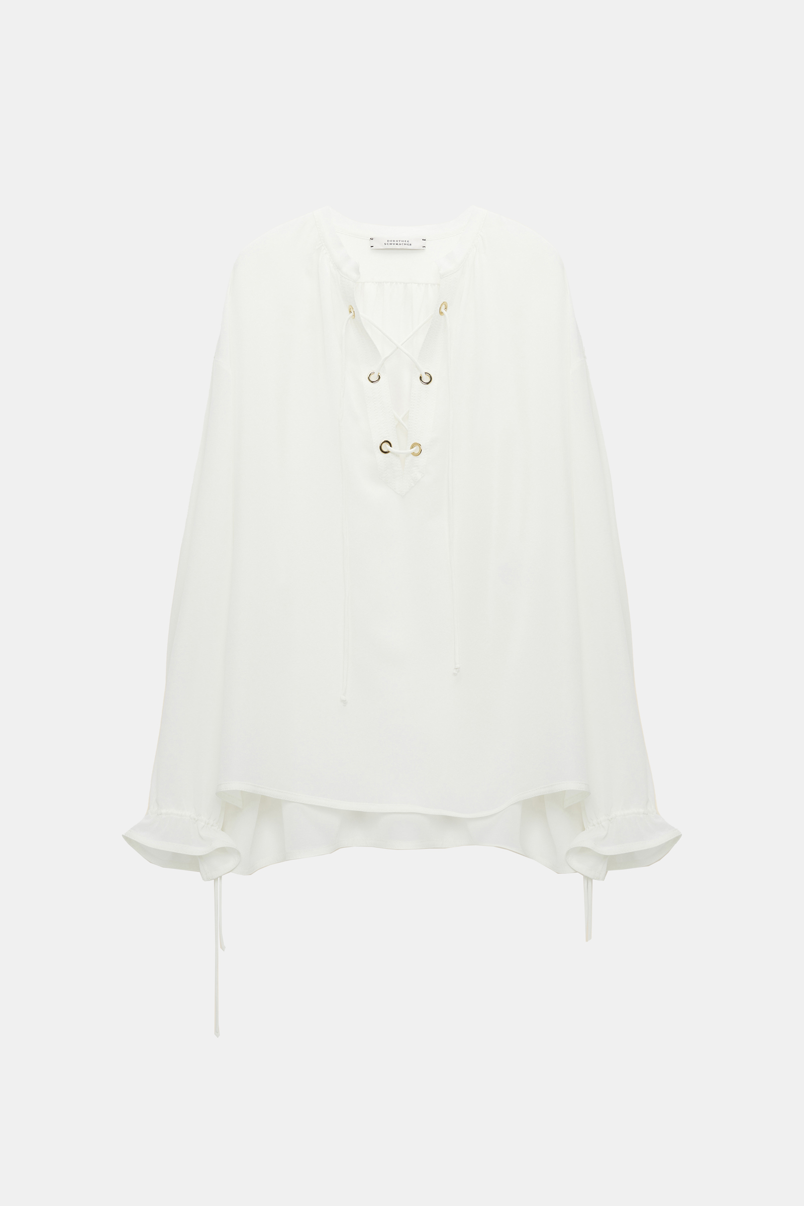 Dorothee Schumacher Silk blouse with laced neckline camellia white