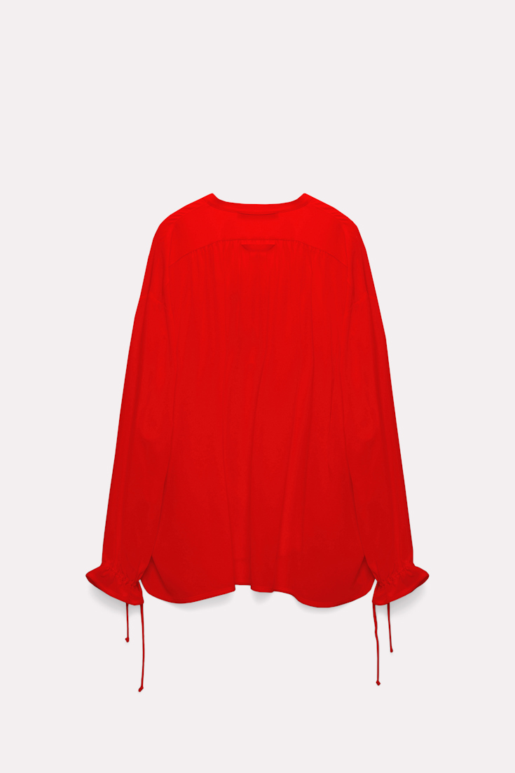 Dorothee Schumacher Silk blouse with laced neckline shiny red