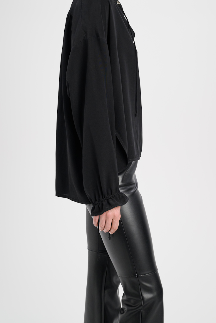 Dorothee Schumacher Silk blouse with laced neckline pure black