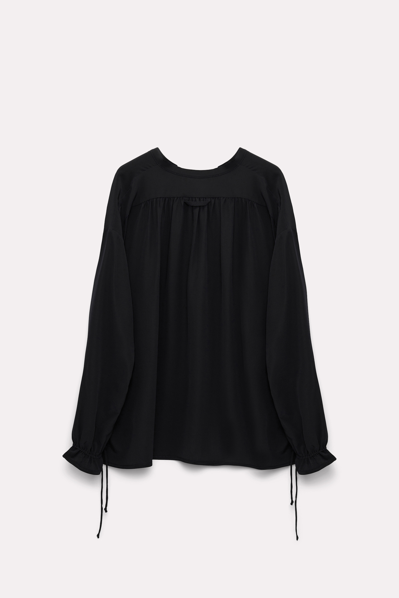 Dorothee Schumacher Seidenbluse mit geschnürter Neckline pure black