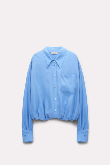 Dorothee Schumacher Silk blouse with balloon hem cornflower blue