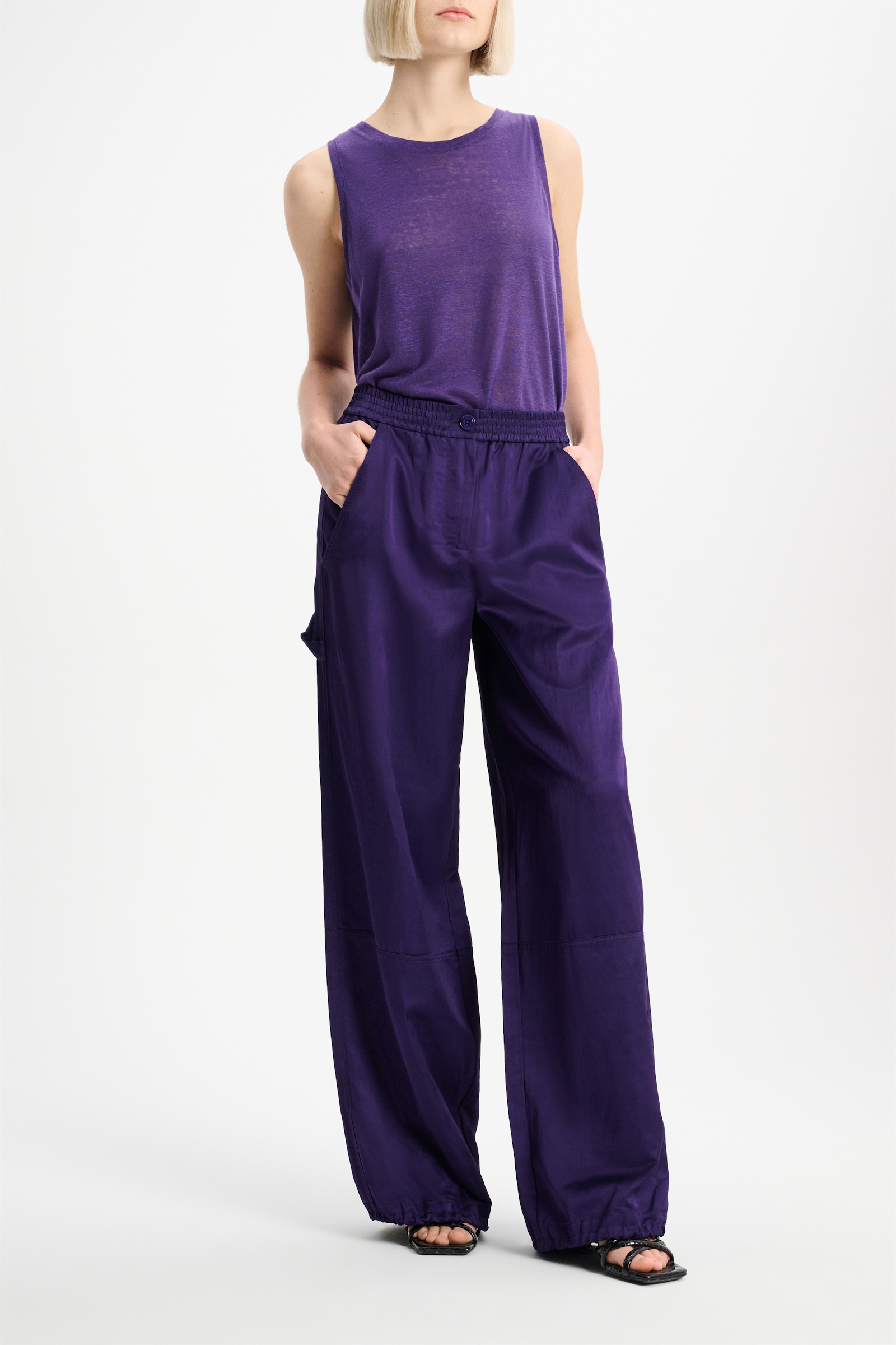 Dorothee Schumacher Hemp tank top with pineapple embroidery at the nape medium purple