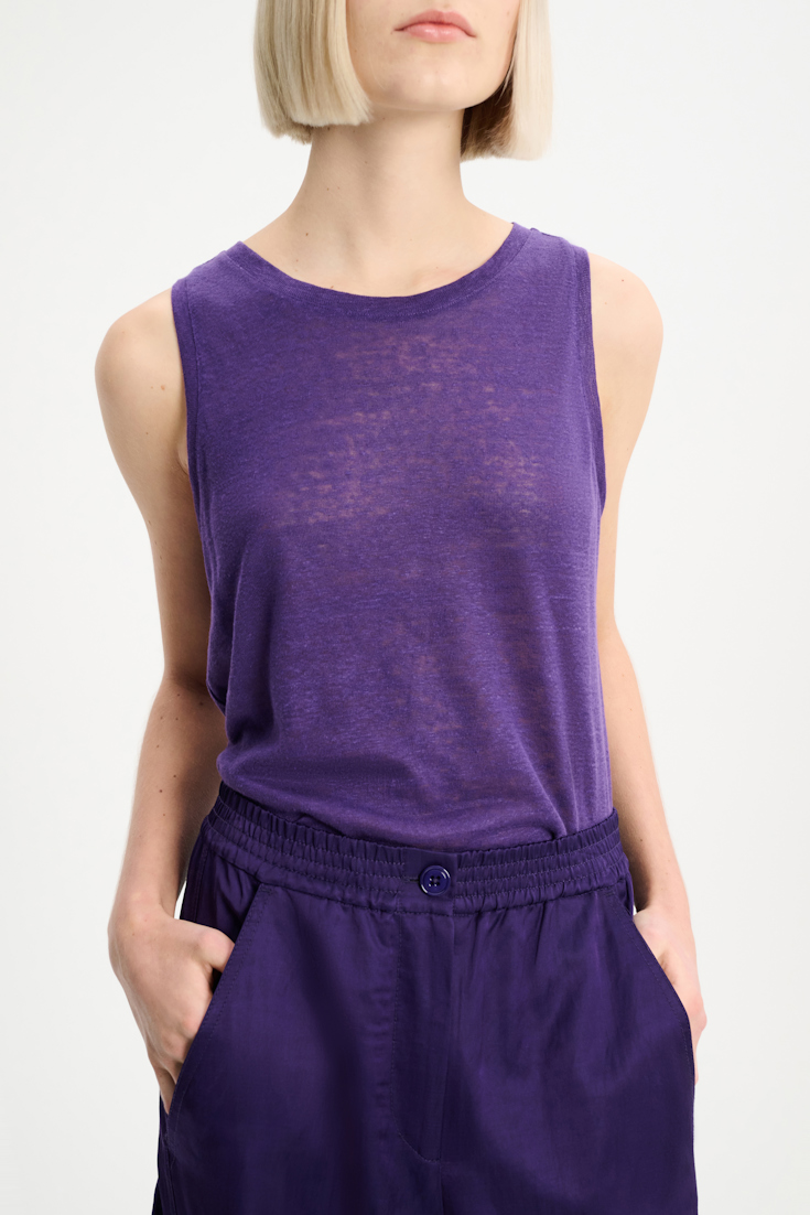 Dorothee Schumacher Hemp tank top with pineapple embroidery at the nape medium purple