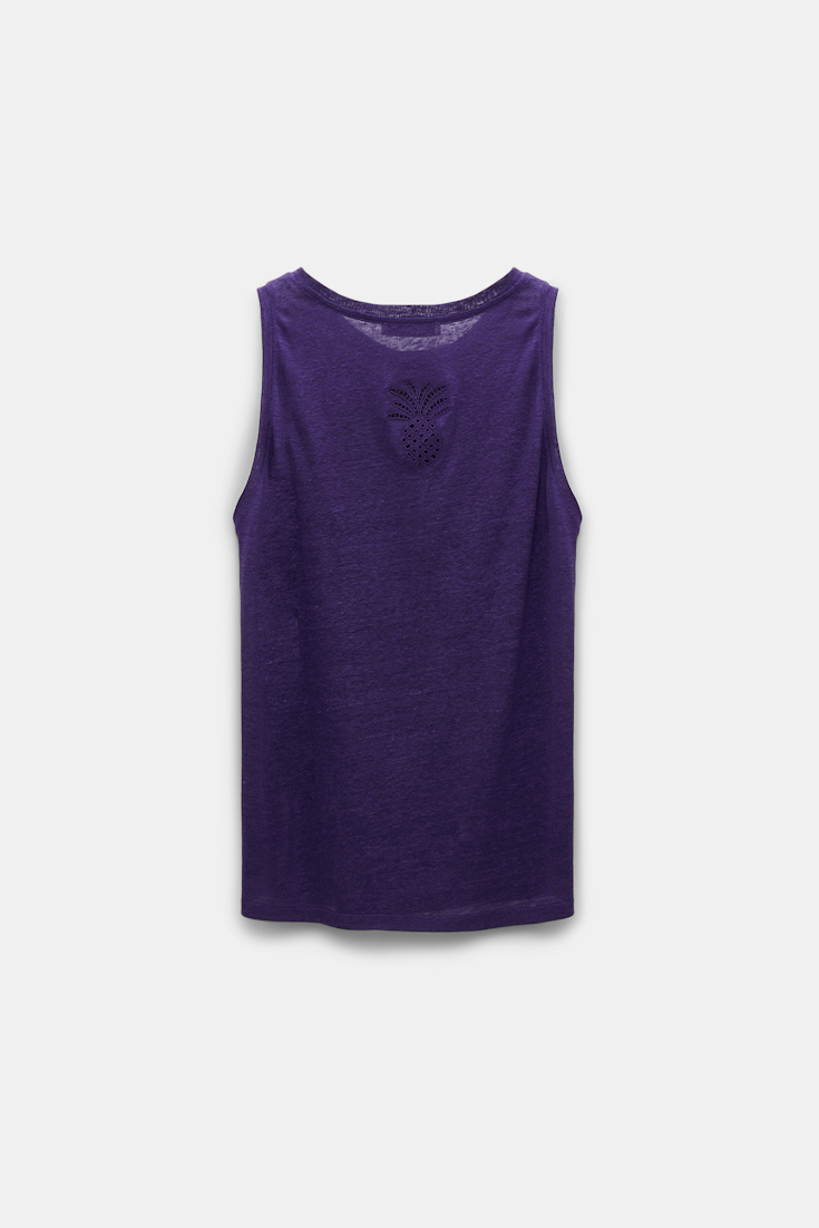 Dorothee Schumacher Hemp tank top with pineapple embroidery at the nape medium purple