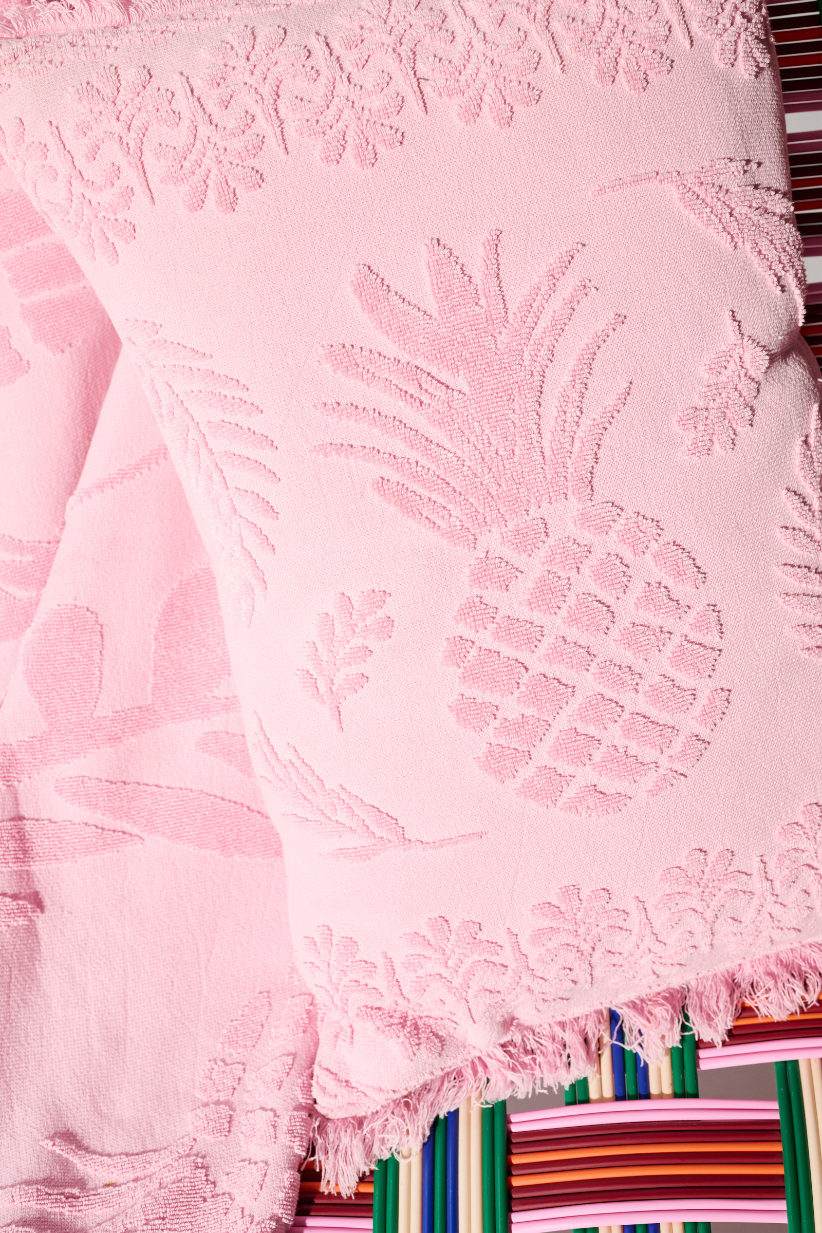 Dorothee Schumacher Cotton pillow with woven jacquard pineapple pattern pink