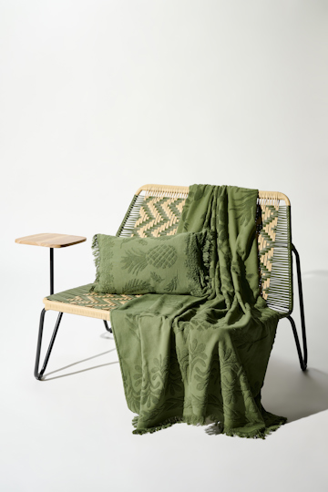 Dorothee Schumacher Kissen aus Baumwolle mit gewebtem Ananas-Jacquardmuster dark olive green