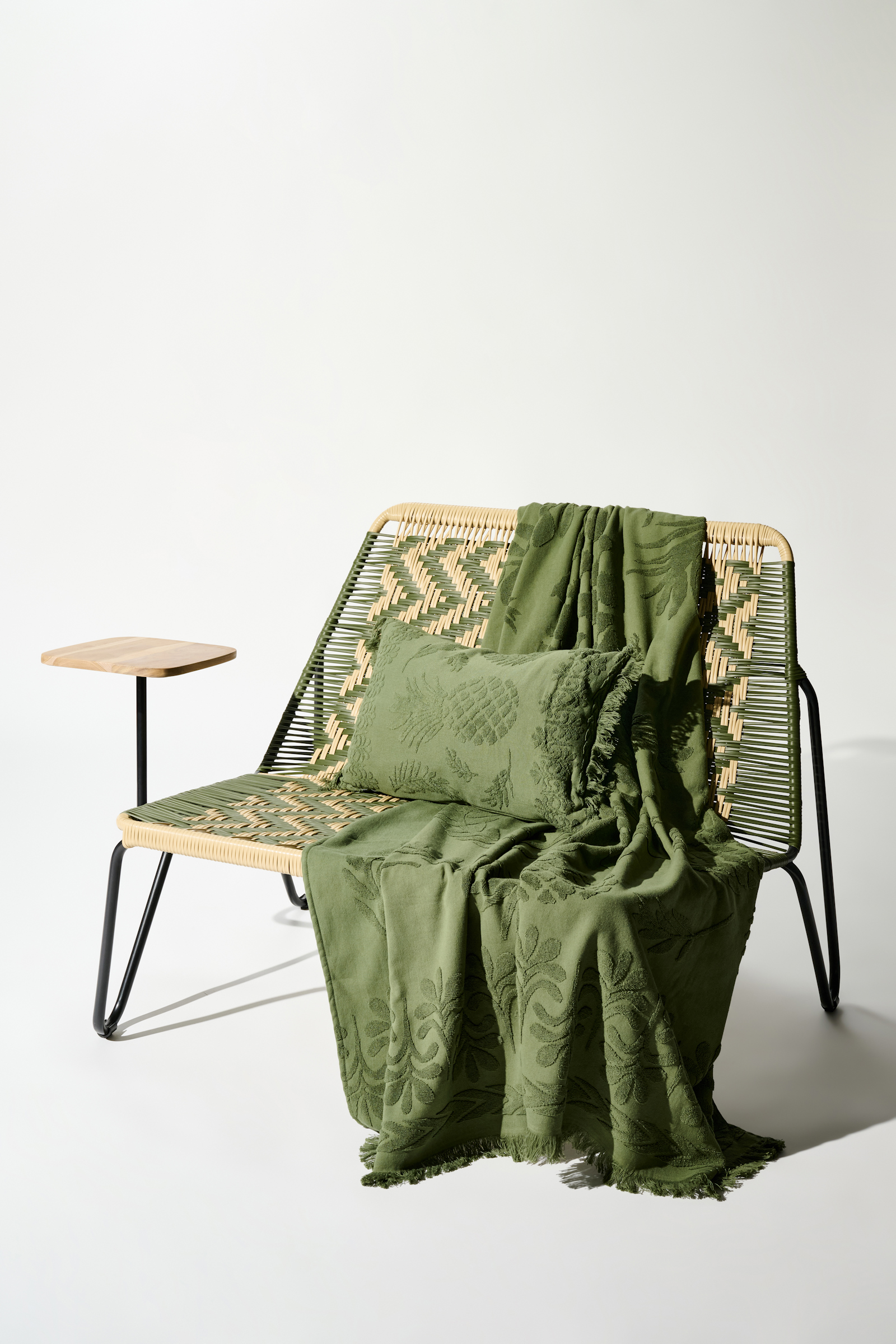 Dorothee Schumacher Kissen aus Baumwolle mit gewebtem Ananas-Jacquardmuster dark olive green