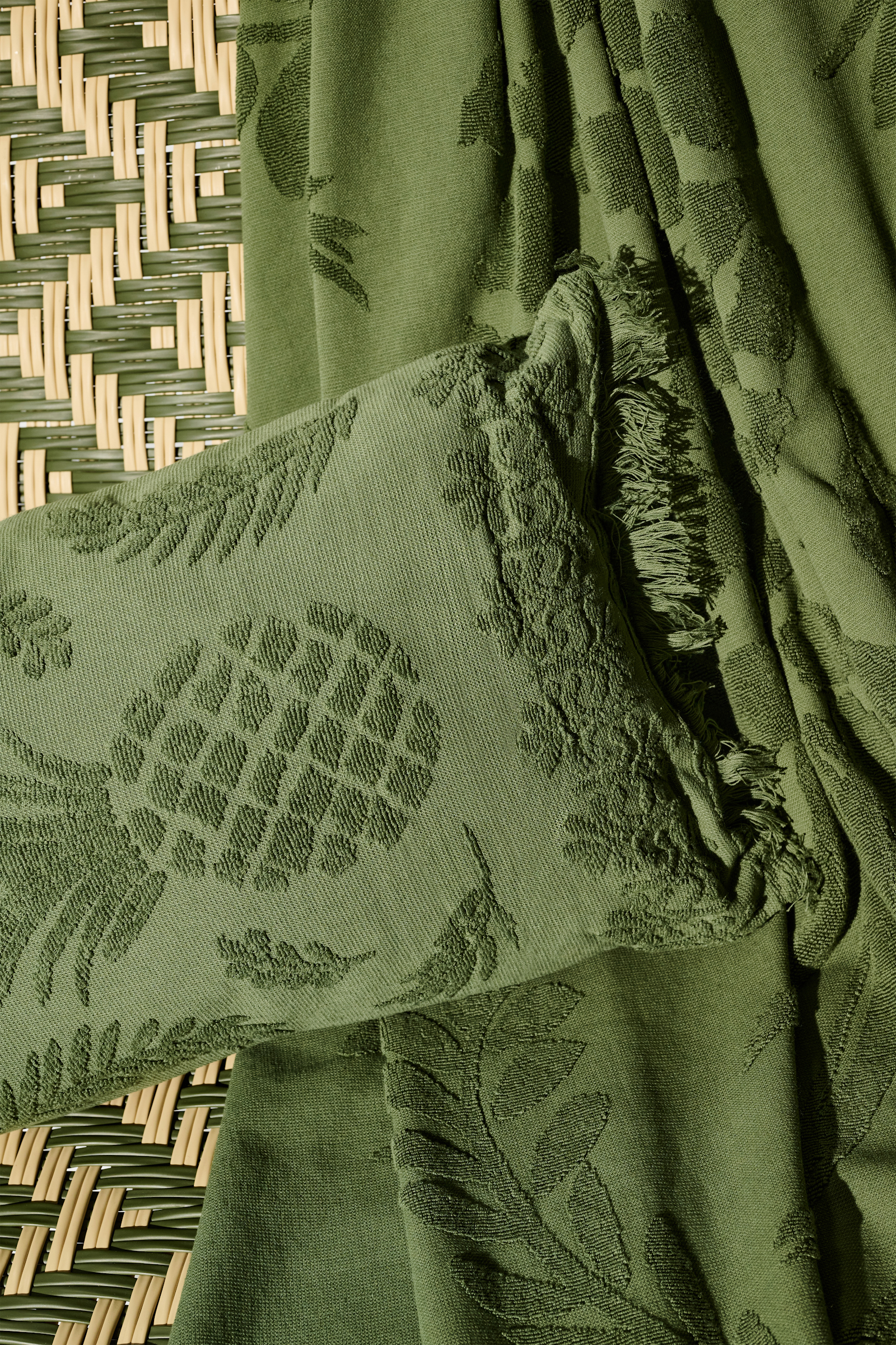 Dorothee Schumacher Cotton pillow with woven jacquard pineapple pattern dark olive green