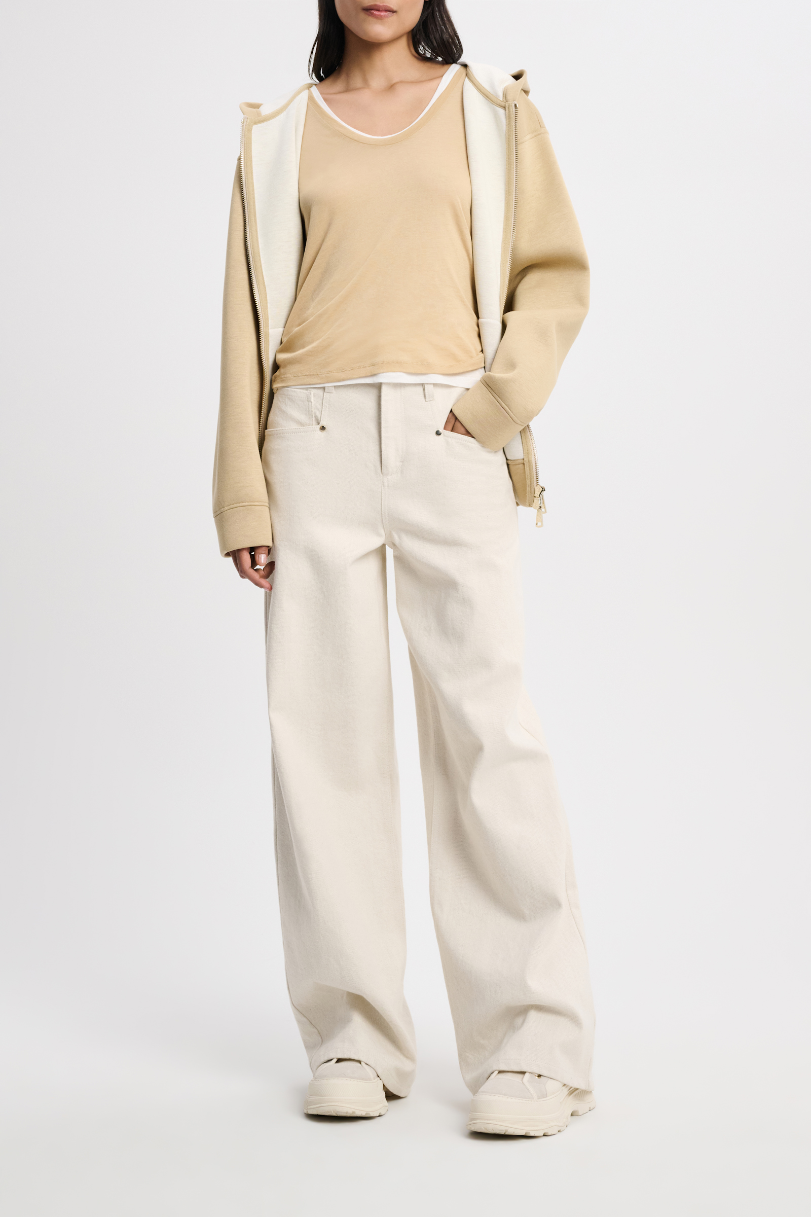 Dorothee Schumacher T-Shirt im Layer-Look brown and creme mix