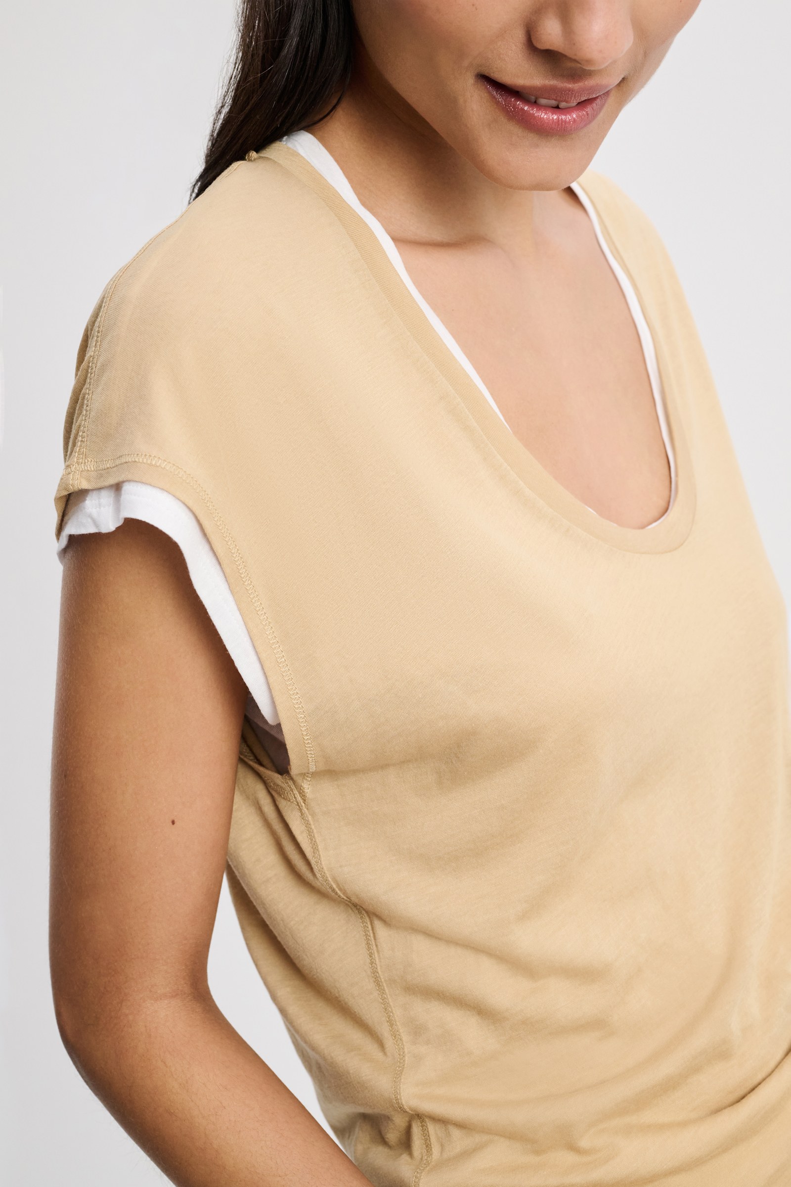 Dorothee Schumacher T-Shirt im Layer-Look brown and creme mix