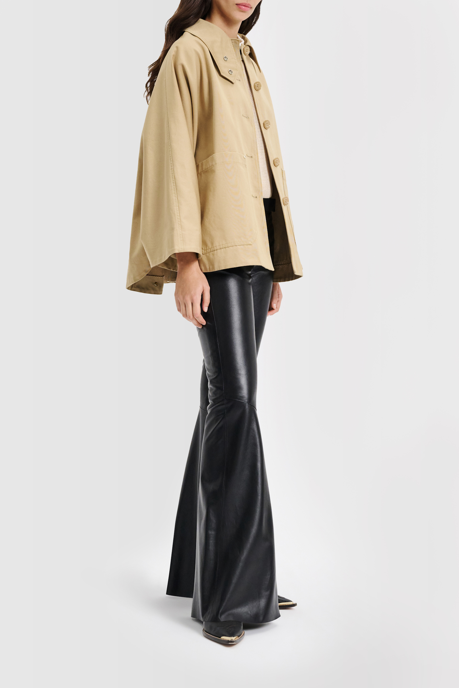 Dorothee Schumacher Flared leg leather pants pure black