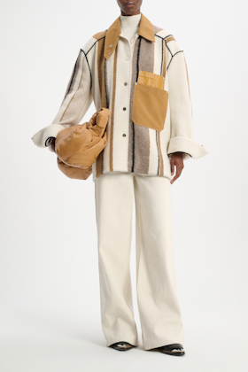 Dorothee Schumacher Jacke aus Wollmix mit Lederdetails cream stripes