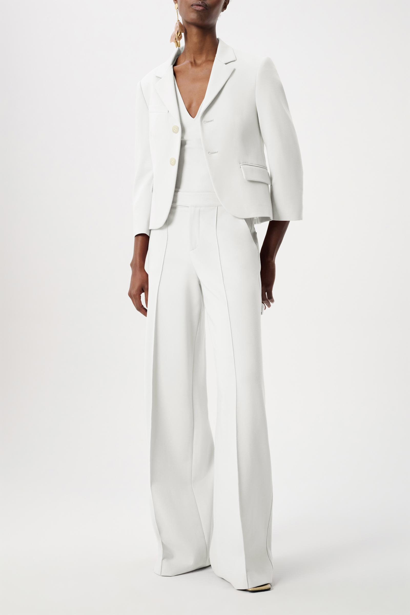 Dorothee Schumacher Cropped blazer in Punto Milano camellia white