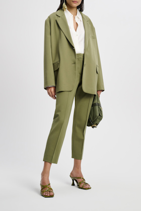 Dorothee Schumacher Cigarette pants in Punto Milano dark shiny khaki