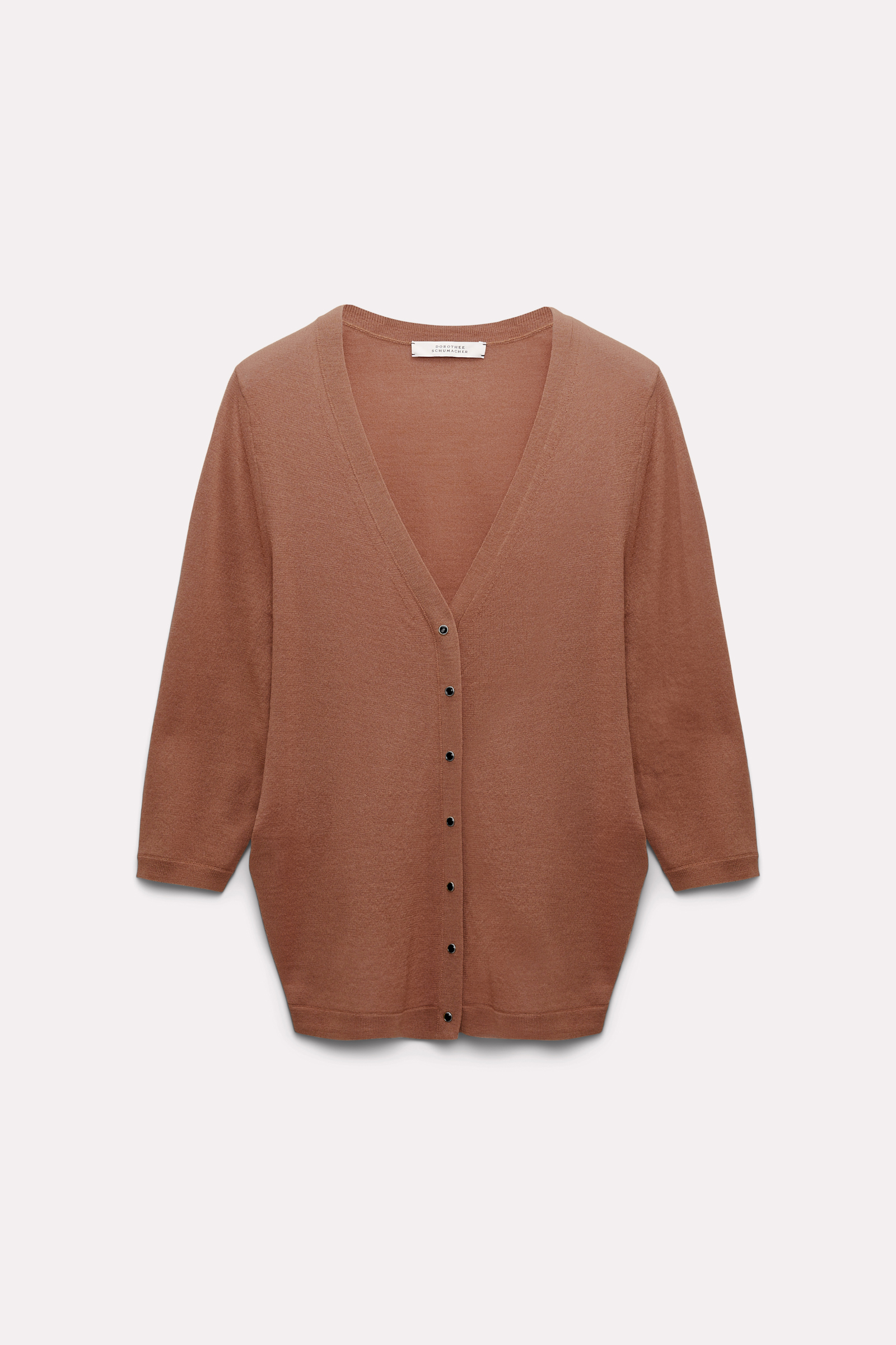 Dorothee Schumacher V-Neck Cardigan mit verkürztem Rücken dark beige